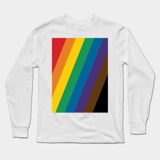 Philadelphia Rainbow Pride Flag (Proud LGBTQ+ Community Pride Flag) Slanted Version Long Sleeve T-Shirt